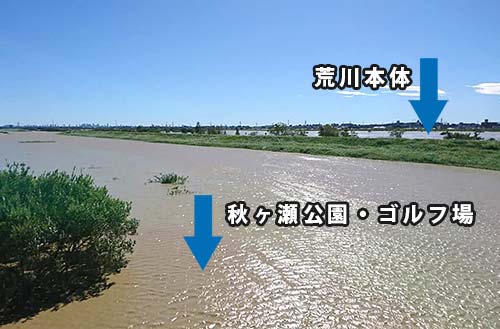 台風19号で発生した羽根倉橋周辺の水害被害